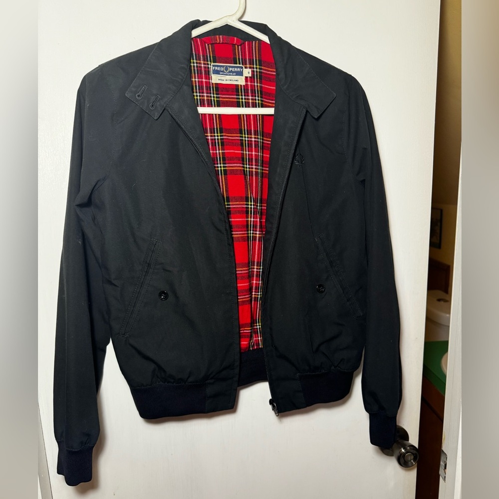 Fred Perry Harrington bomber jacket, tartan lined, size small EUC